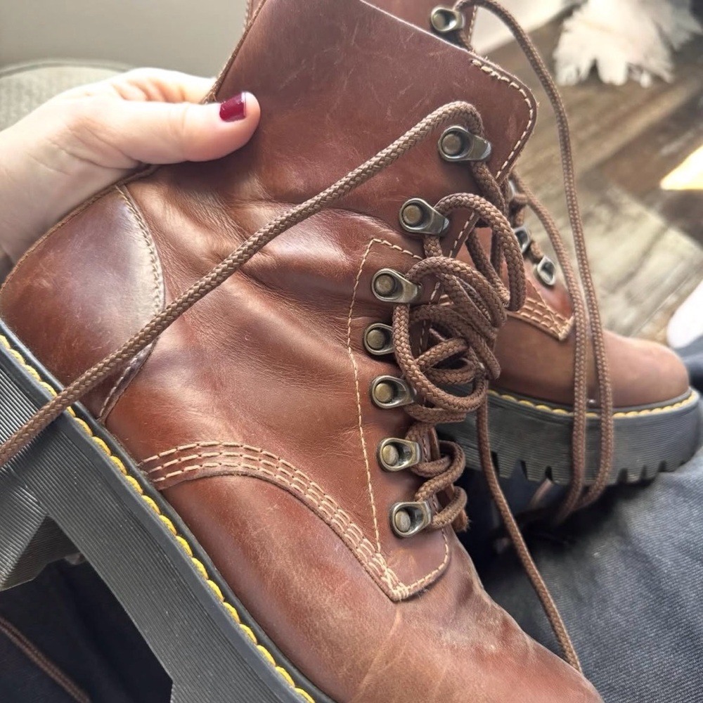 Dr. Martens Women's Brown Lace-Up Platform Boots - Picture 3 of 4